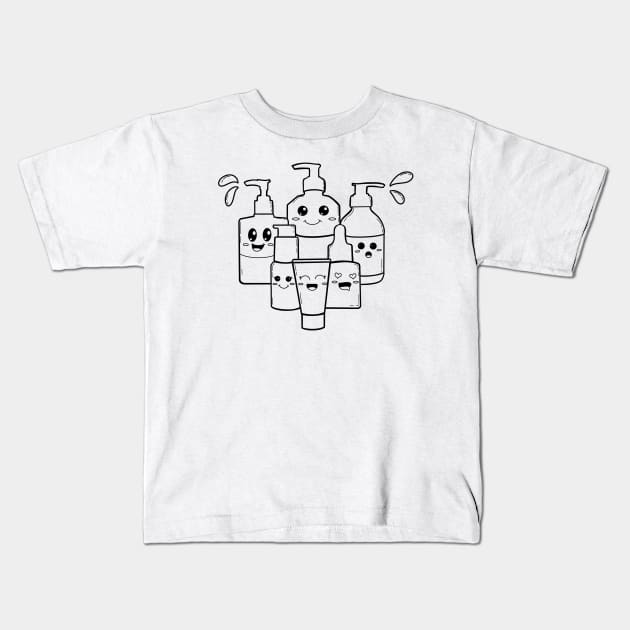 skincare products doodle illustration Kids T-Shirt by You Can Doodle